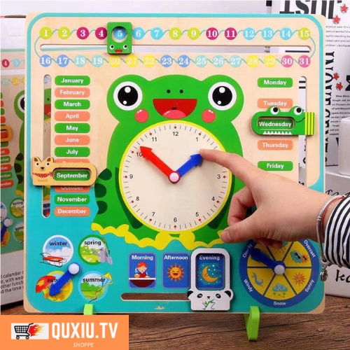 Childhood education wooden multifunctional learning clock | Shopee ...