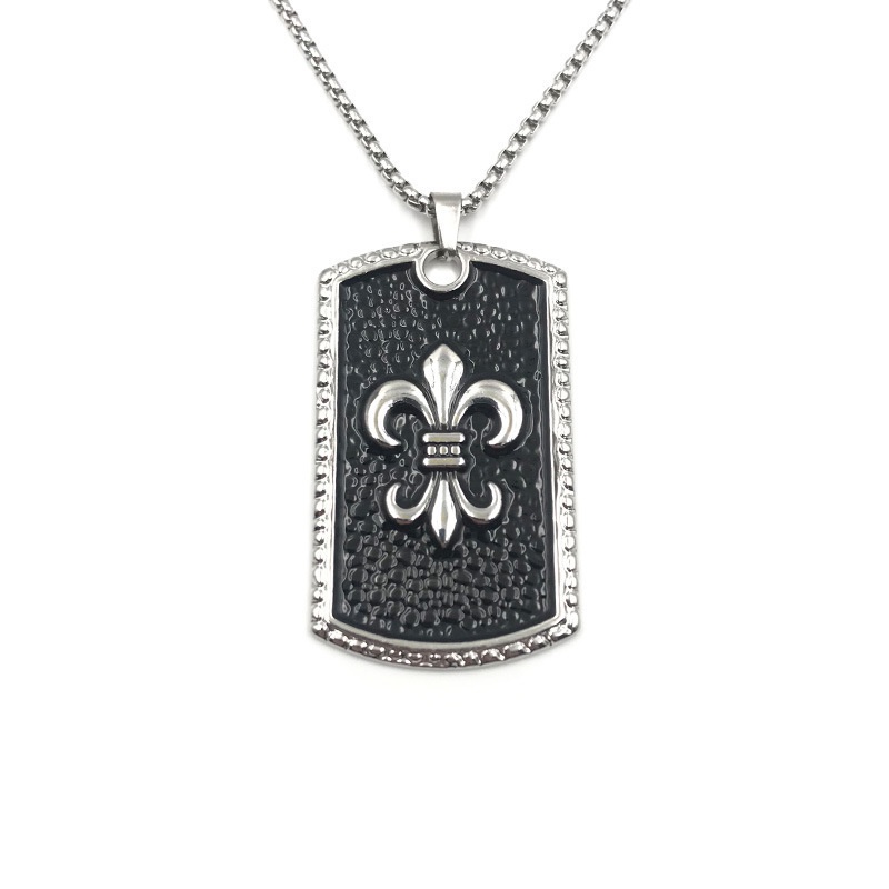 Vintage Silver Hip Hop Rock Army Fleur De Lis Necklace Pendant Punk Style  Stainless Steel Lily Saint Nicholas Lotus Choker Punk Gift Bijoux Fashion 