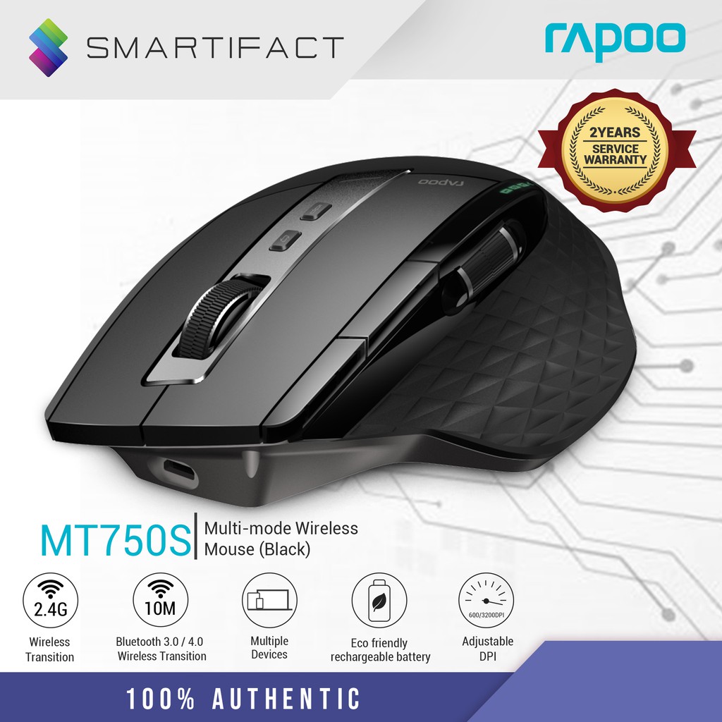 Rapoo Mt750s Rechargeable Multi Mode Wireless Mouse Bluetooth 24ghz Switch Among 4 Device 9894