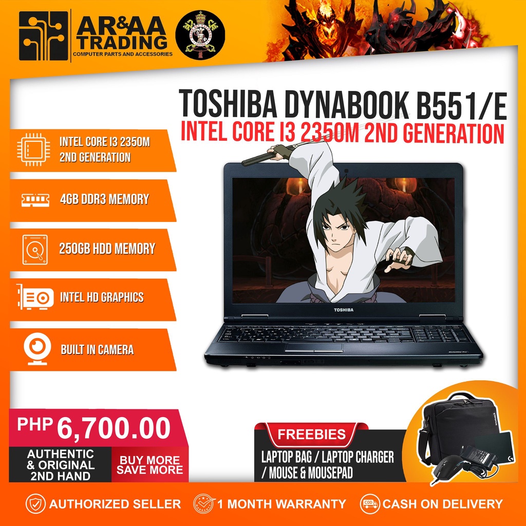 PC/タブレット ノートPC Laptop Toshiba B551/E Core I3 2350M 2.4ghz 4gb 250gb DVD | Shopee 