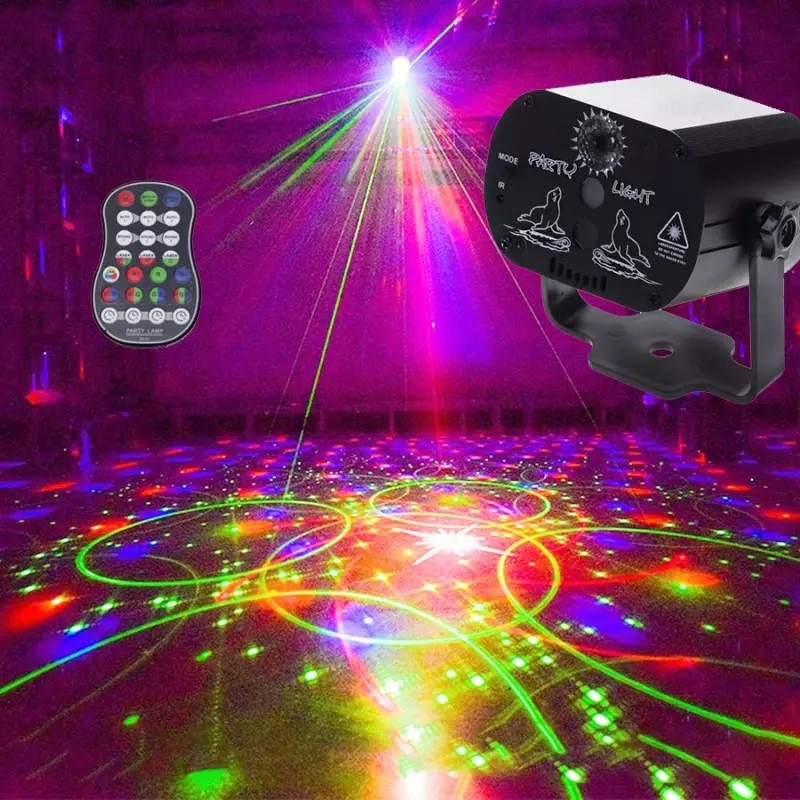 USB DJ Disco Light Aurora Pattern Sound Party Lights RGB Flash Strobe  Projector Laser Disco Lights For Home Luces Discoteca