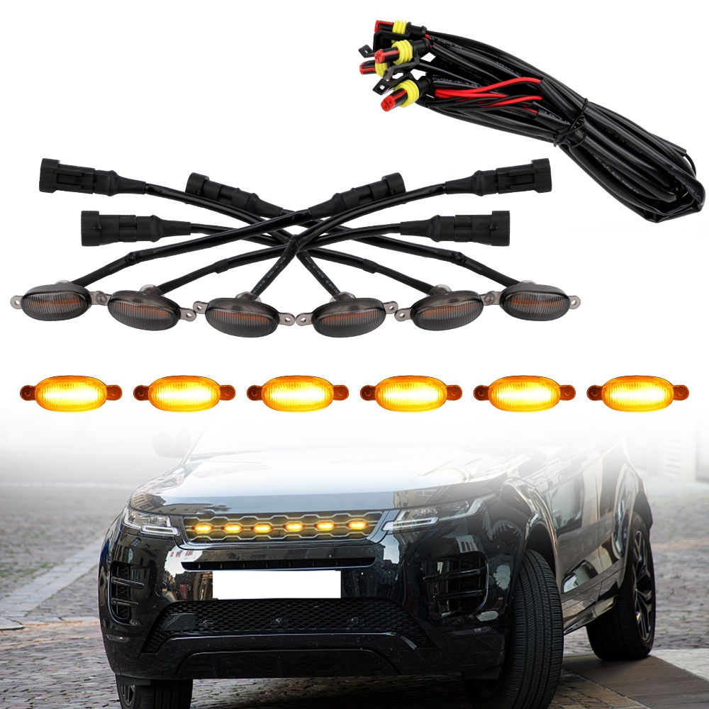 LED Amber Grille Lighting Kit 6 SMD 3030 Universal Car Eagle Eye Light