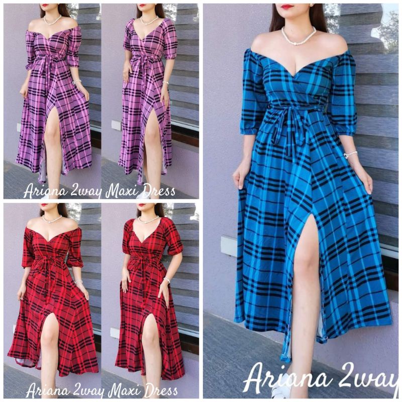 CHECKERED MAXI DRESS 2 WAYS To WEAR Shopee Philippines