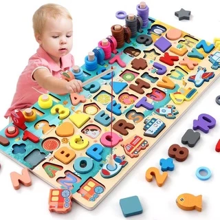 Kids Montessori Educational Wooden Math Toys Children Busy Board