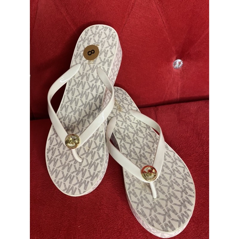 Michael kors white best sale slippers