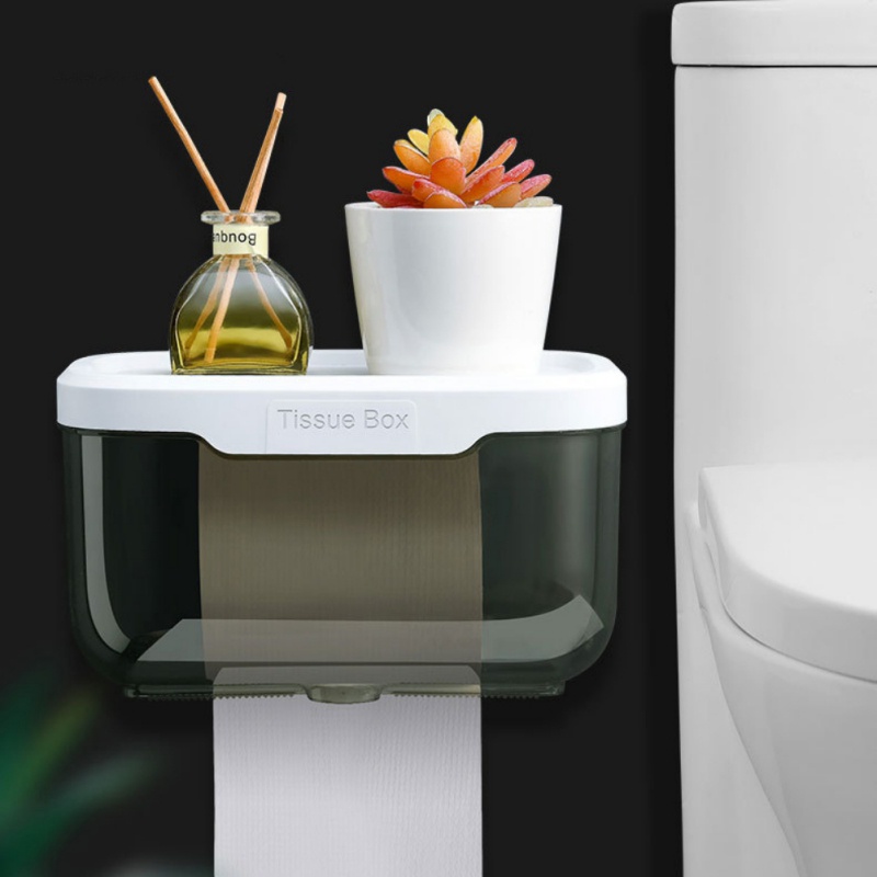 Transparent Punch-free Wall Hanging Toilet Tissue Box Simple Waterproof ...
