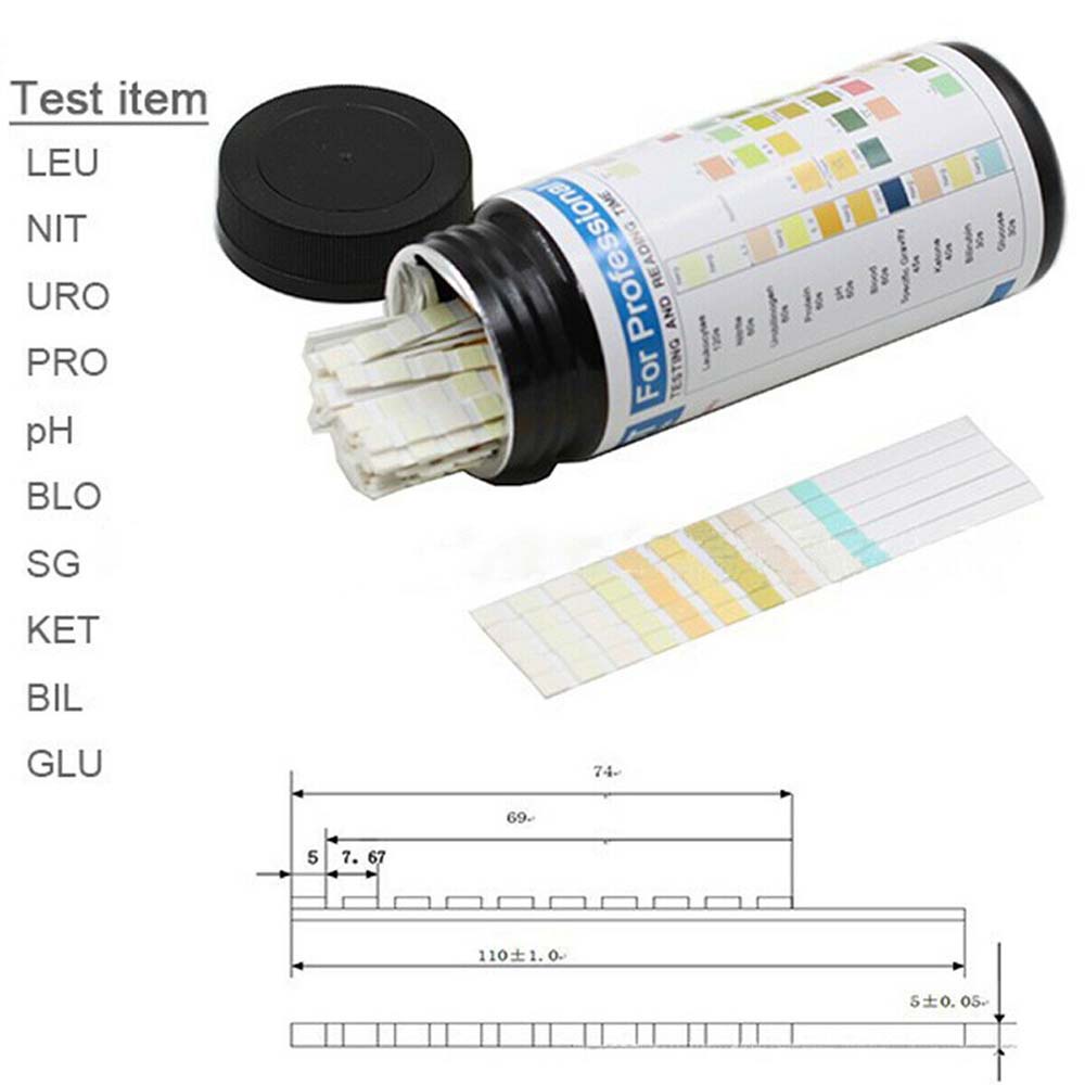100 Strips URS4K Glucose pH Protein Ketone Urine Test Paper Strips