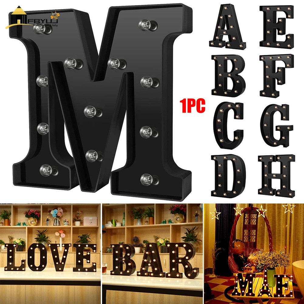 FBYUJ Newly Design Led Letters Lights 26 Alphabet Black Decorative ...
