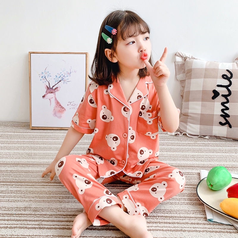 WAN Korean Cute Printed Cotton Sleepwear Terno Pajama Set for Kids Girls Shopee Philippines