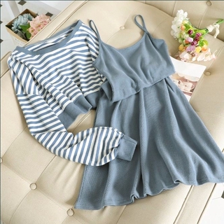 Women Casual Striped Two Piece Set