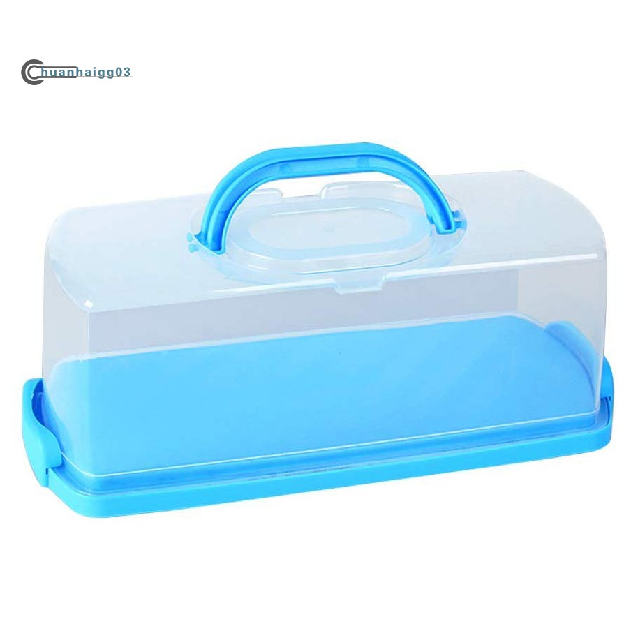 Portable Bread Box with Handle Loaf Cake Container Plastic Rectangular ...