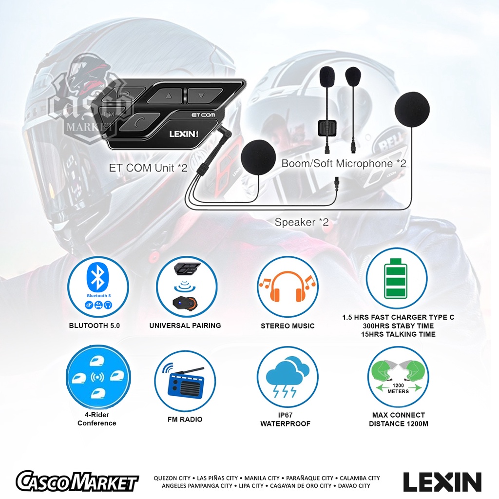 LEXIN FT4 PRO 4 WAY MOTORCYCLE BLUETOOTH HEADSET INTERCOM Shopee