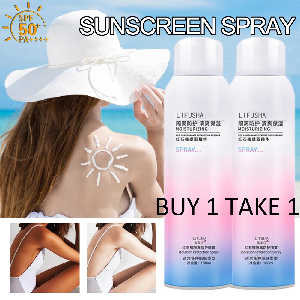 Lifusha Uv Sunscreen Spray Spf 50 Pa For Face Body Whaterproof Sweatproof Moisturizer