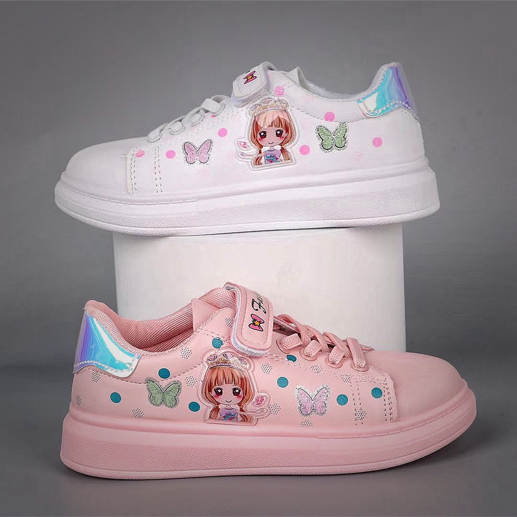 Girls fashion shoes breathable rubber sneakers for kids white shoes ...