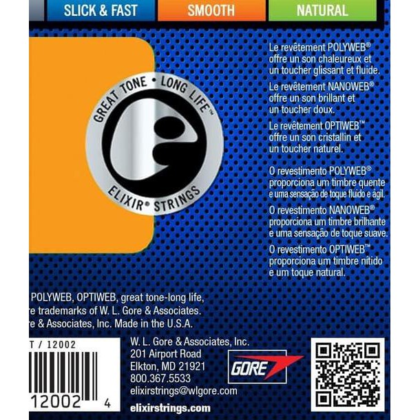 Elixir 0.942 Electric Guitar Strings w NANOWEB Coating, Super Light
