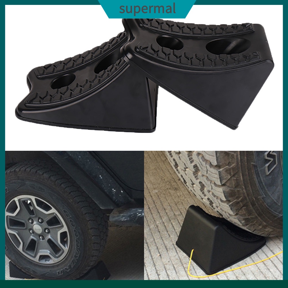 [supermal] 2Pcs Heavy Duty Rubber Car Vehicle Parking Wheel Stoppers Tire Chocks Blocks Shopee