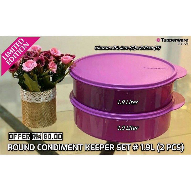 TUPPERWARE ROUND CONDIMENT KEEPER SET 1.9 LITER (2 PCS) | Shopee ...