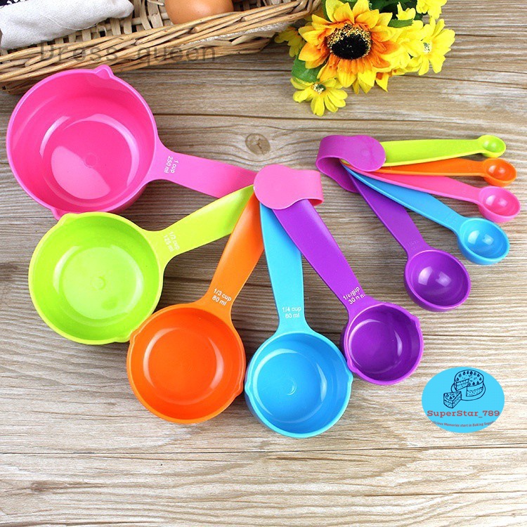 5 Pcs Colorful Measuring Cups and Spoon Set Good Quality