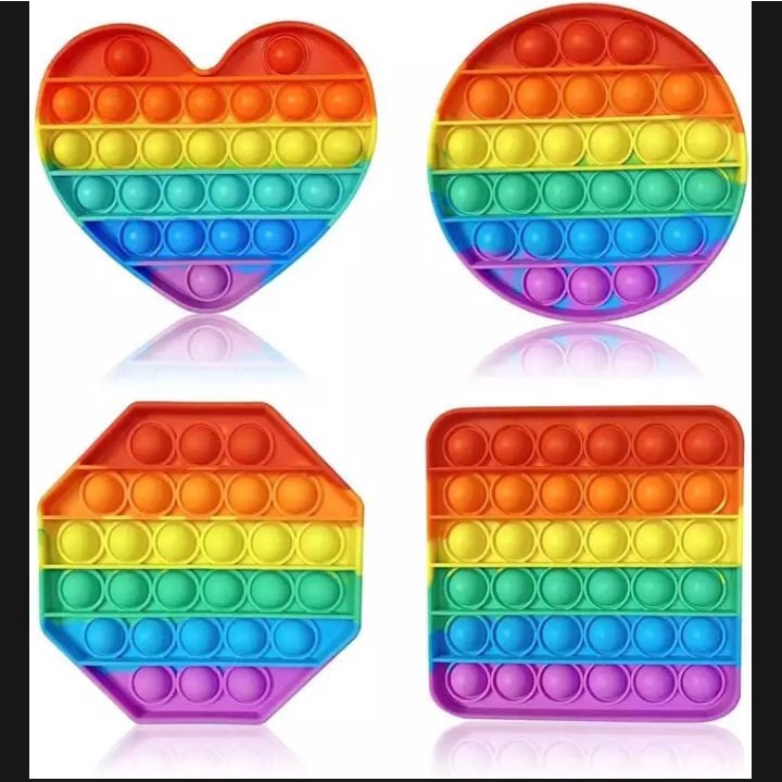 Rainbow Pop Its Round Fidget Toy Push bubble stress relief kids pop it ...