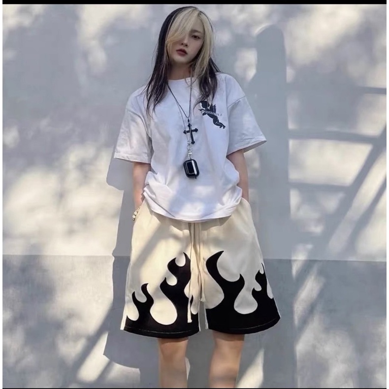 Men's and women's shorts with fire patterns | Shopee Philippines