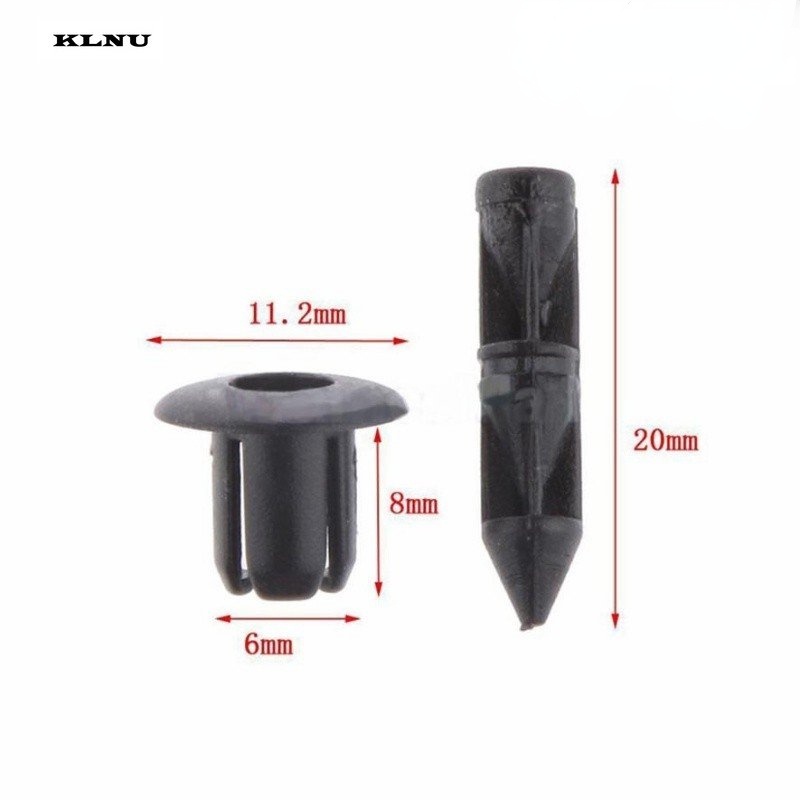 KLNU 50pcs 6mm Hole Black Plastic Push In Type Rivets Fastener Pin ...