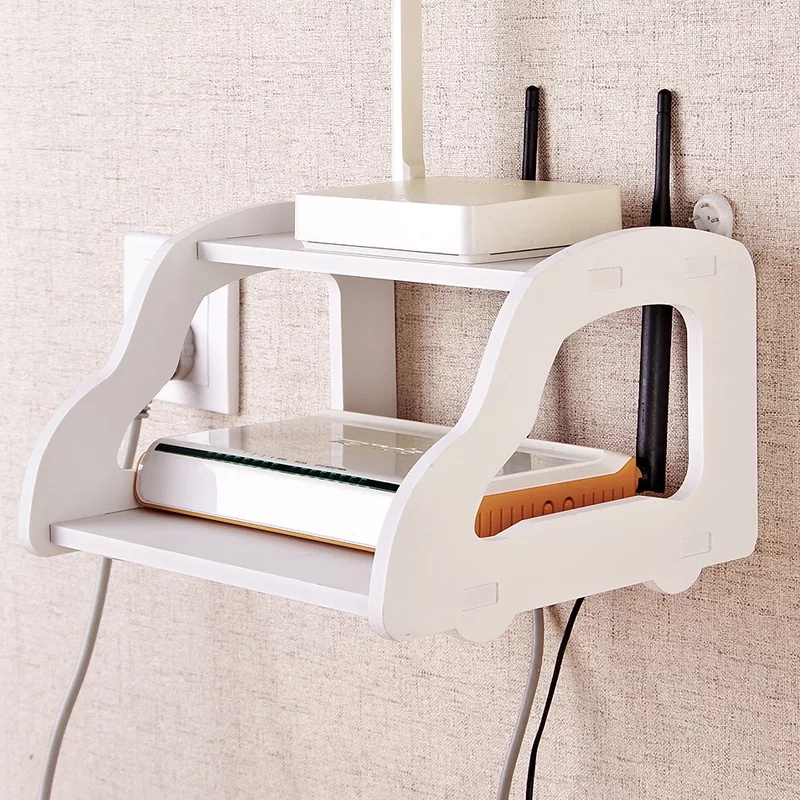 2 Tier Set Top Box Carrier Wall Hanging Router Shelf Storage Carrier ...