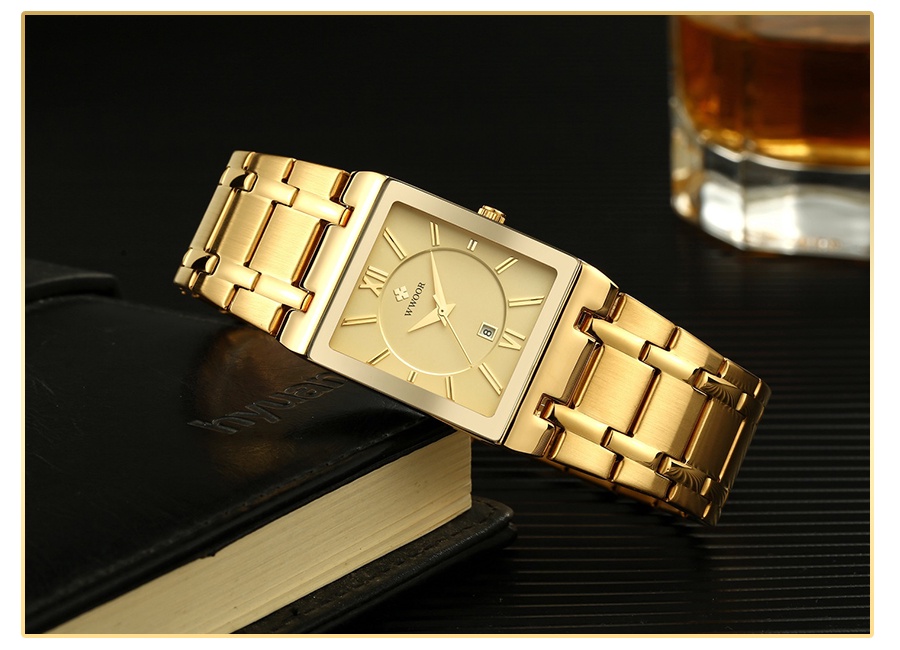 Wwoor Top Brand Luxury Stainless Steel Black Men Square Watches ...