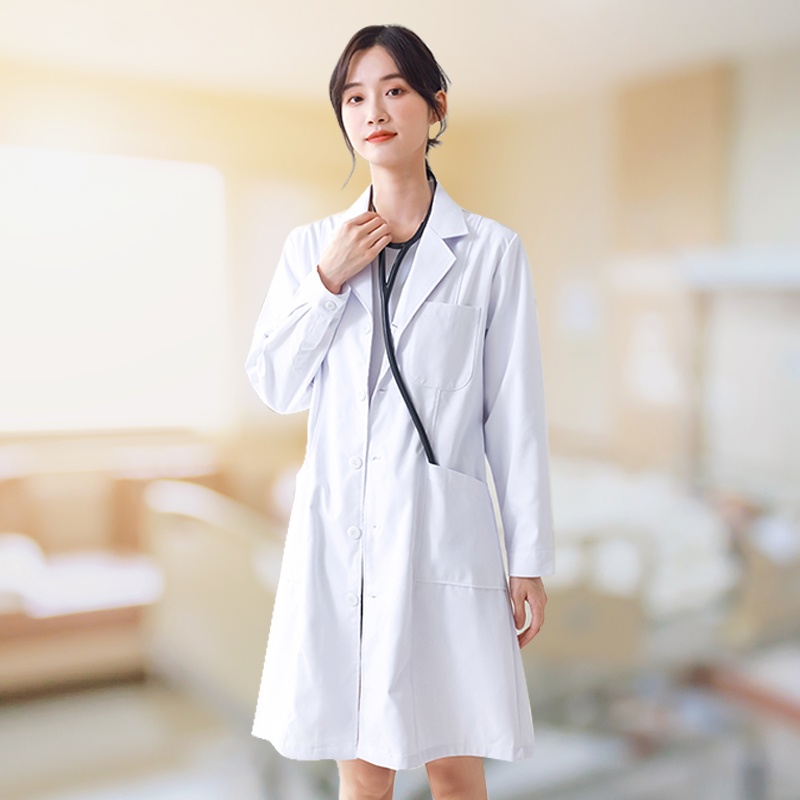 (COD)Lab Coat Long Sleeve Lab Coat White White Coat lab gown white ...