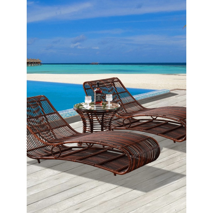 High quality outdoor thick wicker lounge chair beach rattan chair Villa Resort Sunshine room