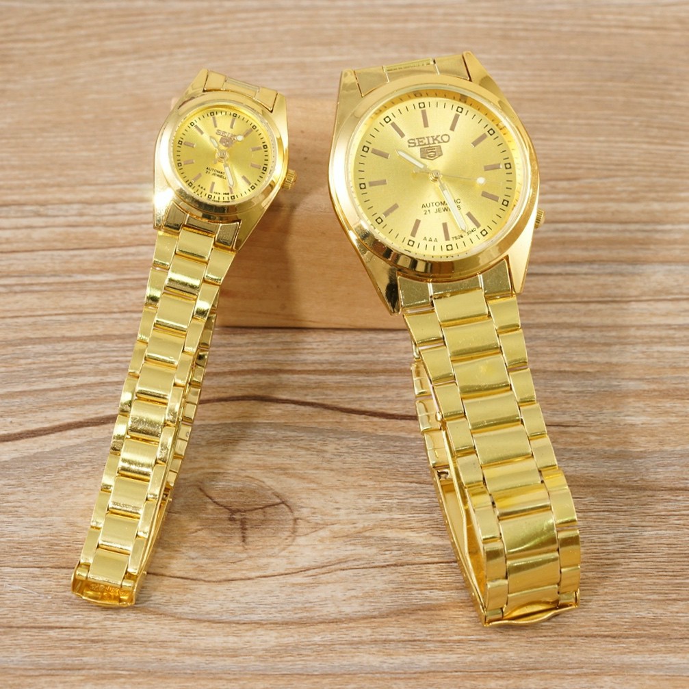 100 Original Seiko Vintage Touch Screen waterproof Unisex Watch gold pair