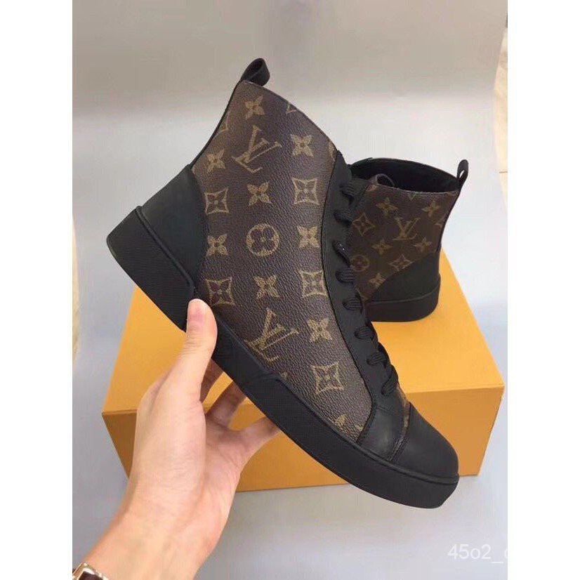 ◑LOUIS VUITTON LV MEN'S LEATHER HIGH-TOP MONOGRAM SNEAKER TRAINER SHOES  SIZE38-46 NW7Y