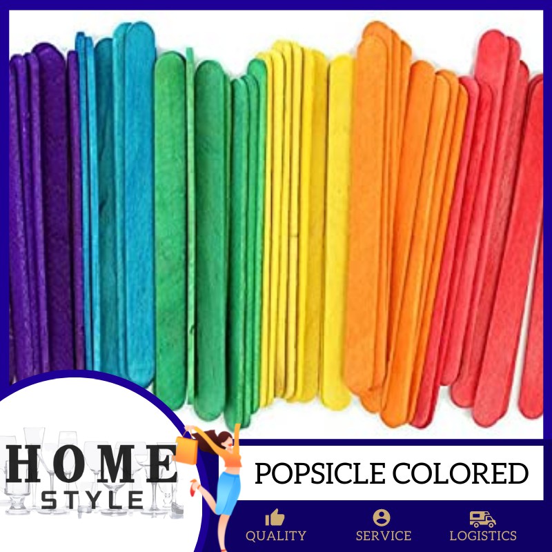 Home Style 50PCS Popsicle Stick Colored Assorted Color Arts Shopee