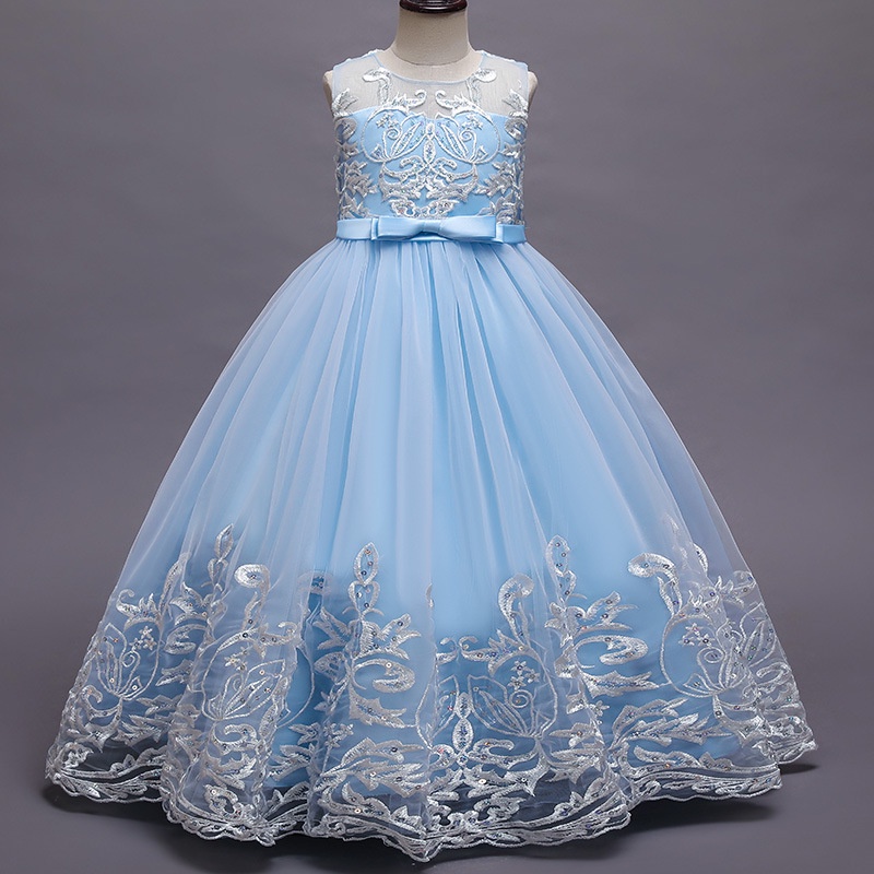 3-12 Years Kids Girl Embroidered Princess Dress Tulle Flower Girl Dress ...