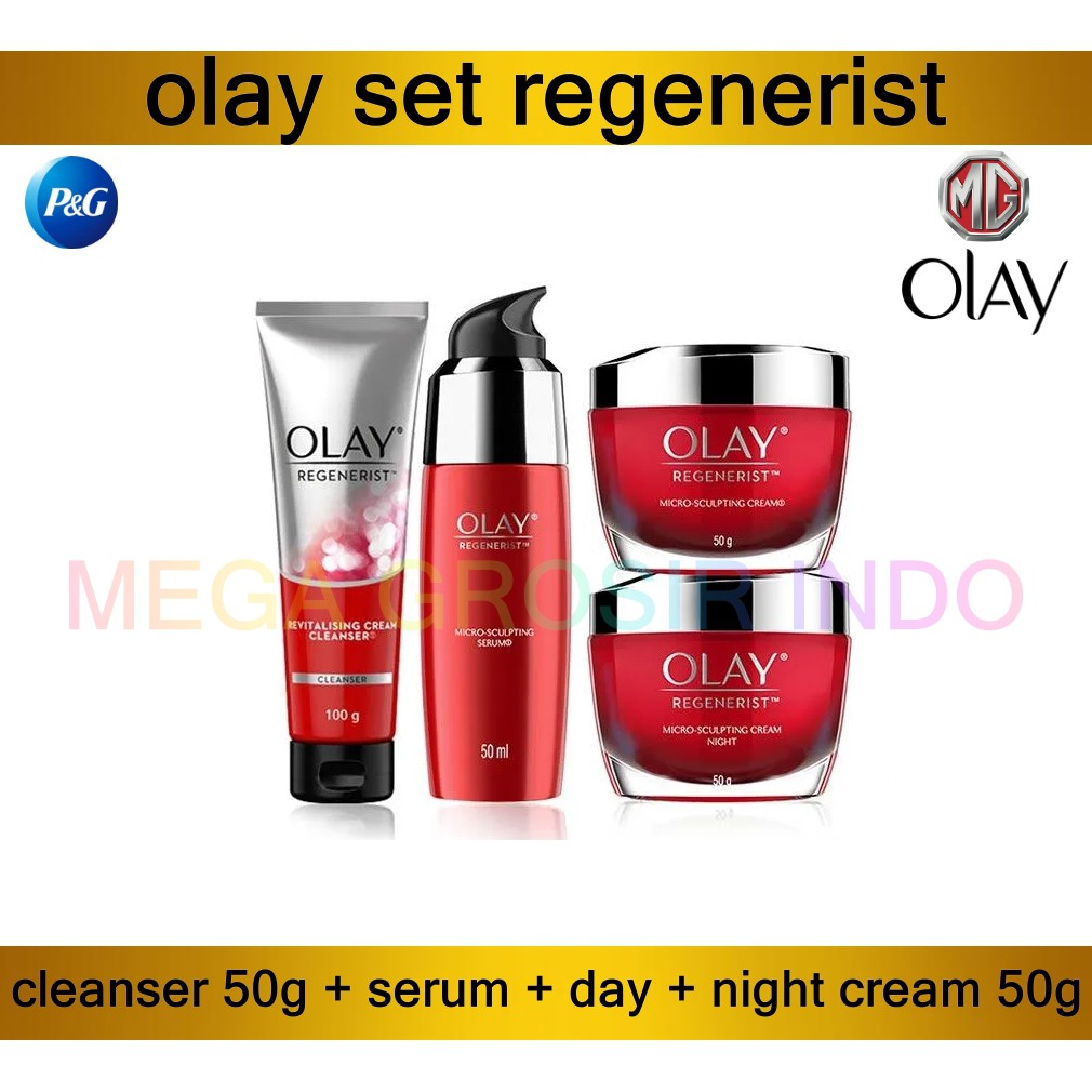 Olay SET REGENERIST DAY CREAM 50g+NIGHT CREAM 50g+SERUM 50ml+CLEANSER ...