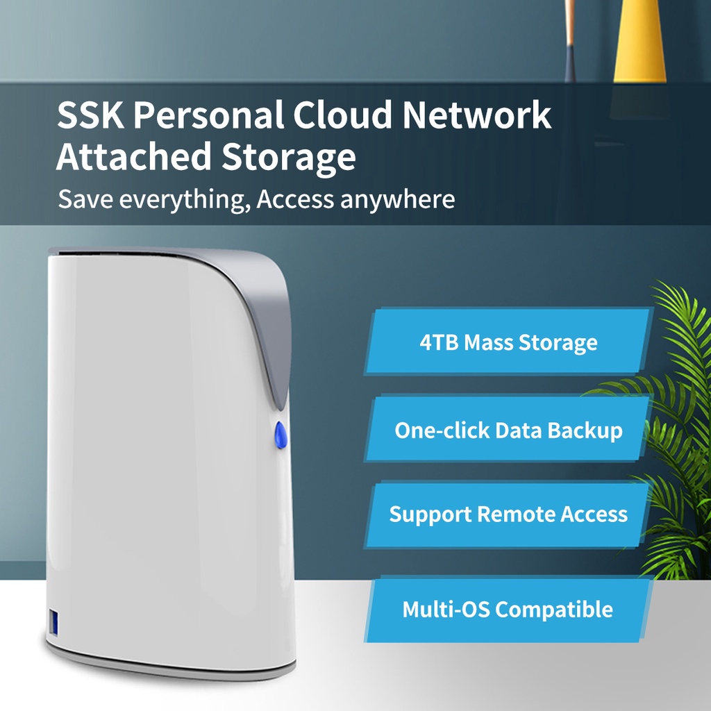 SSK 4Tb Personal Cloud Network Attached Storage Support AutoBackup Home Office Nas With Hard