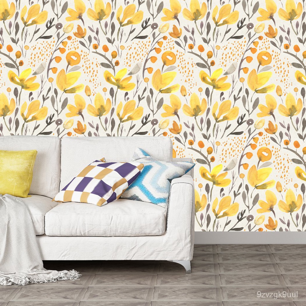 Idyllic Watercolor Floral Leaf Peel and Stick Wallpaper Removable Vinyl ...