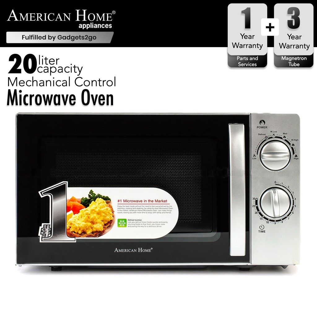 American Home 20L Mechanical Microwave Oven AMW20MCS (Silver) Shopee