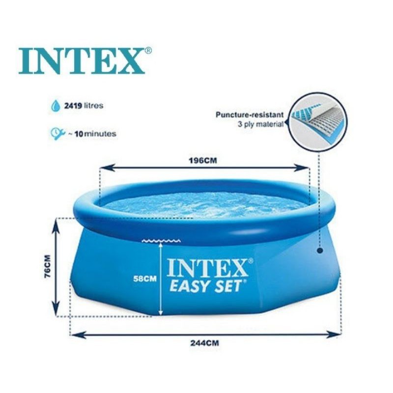bea ORIGINAL INTEX 28110 Swimming Pool EASY SET POOL 8FT x 30IN (2.44M ...