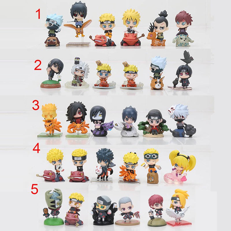 6pcs/lot Naruto Sasuke Yondaime Minato Kyuubi Figure Toy | Shopee ...