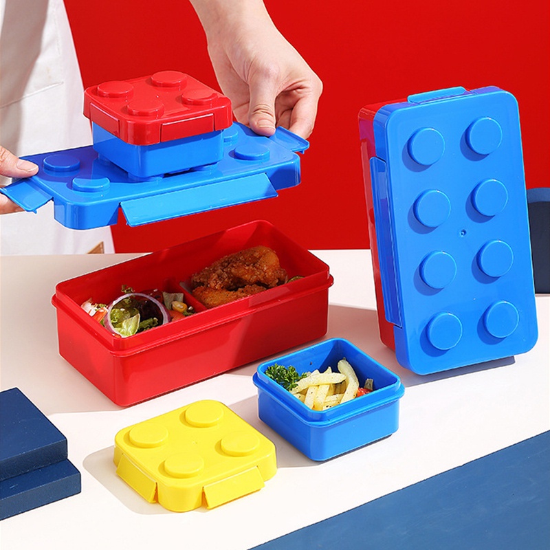 Portable sealed lunch box color building blocks splicing children's