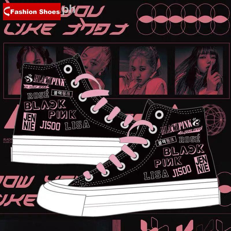 Canvas Shoes BLACKPINK peripheral support spring rose new high-top sweet  cool wind sneakers lisa