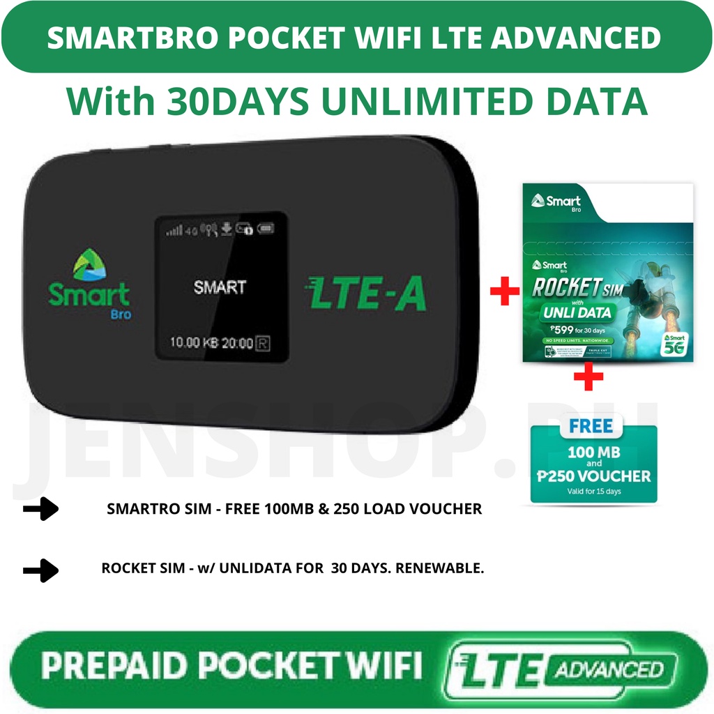 SMART BRO POCKET WIFI LTE ADVANCED (UNLI DATA 30DAYS) Shopee Philippines
