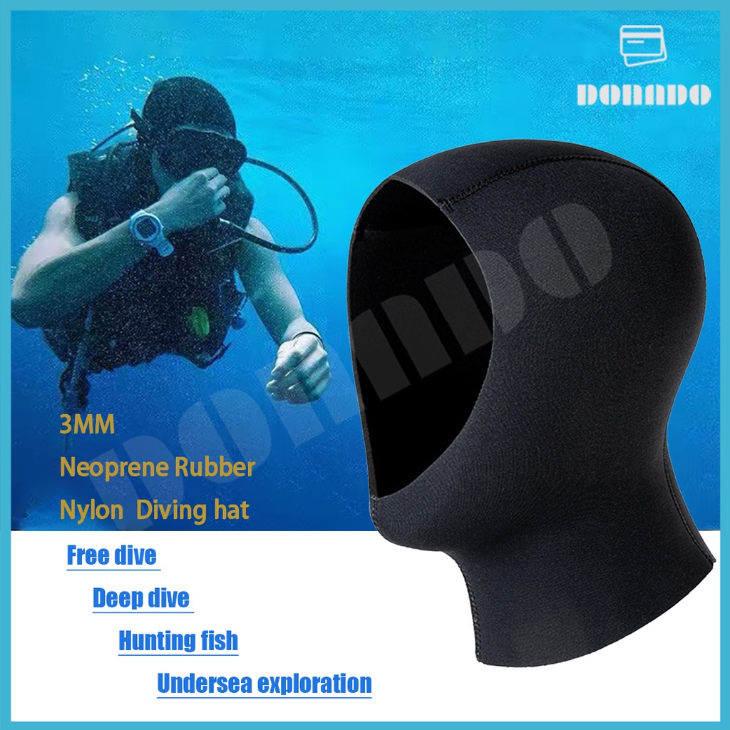 3mm Neoprene Diving Cap Scuba Diving Head Neck Cover Swim Wetsuit Hat for Snorkeling, Freediving