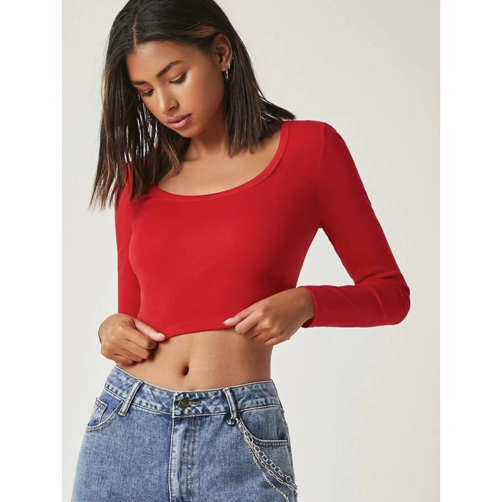 Long Sleeve Fitted Crop Top