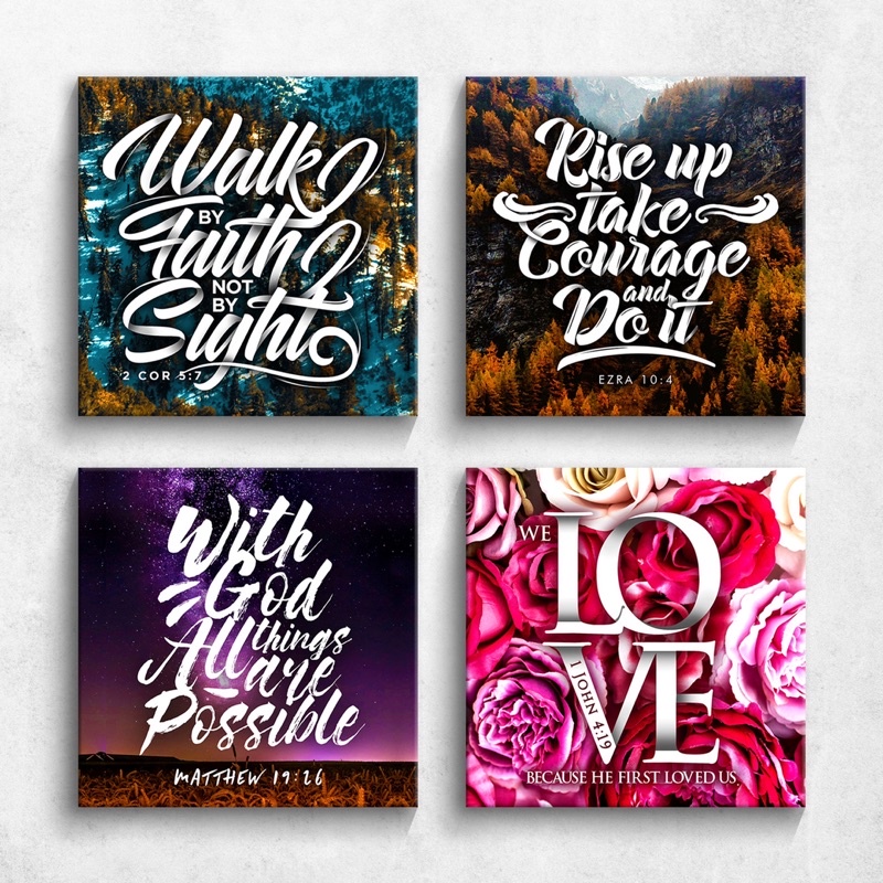 Wall Decor 8x8 inches Inspirational Motivational Bible Verse Quotes ...