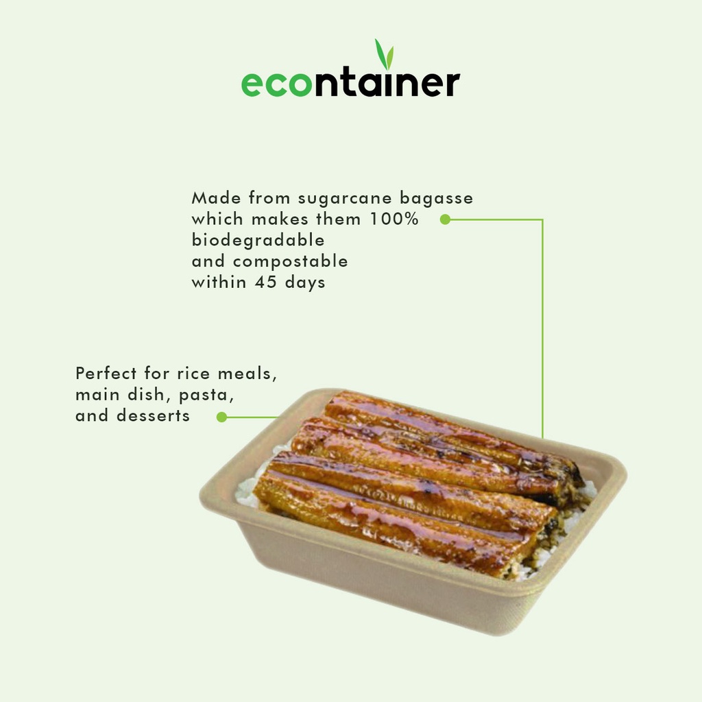 Econtainer T750 750ml Sugarcane Bagasse Rectangular Tray [50pcs ...