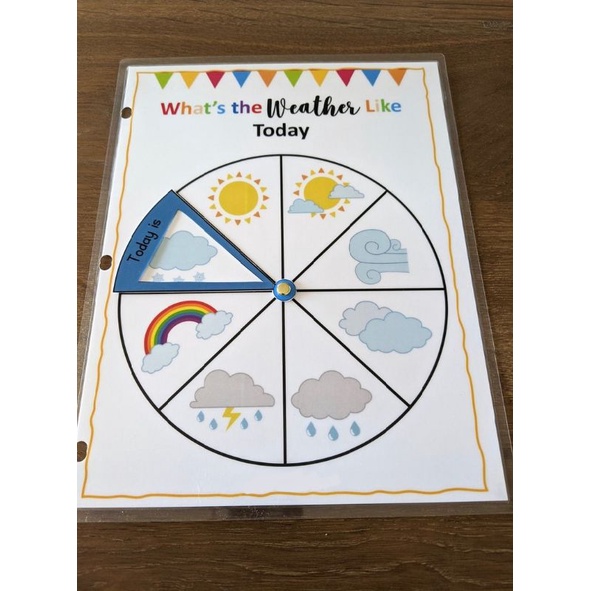 Laminated Weather Wheel / What's the Weather Today / Learning Binder ...
