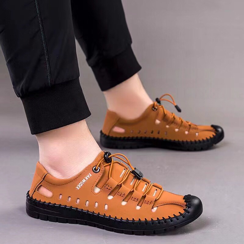 new leather men s fashion rubber shoes sandals shoes Shopee