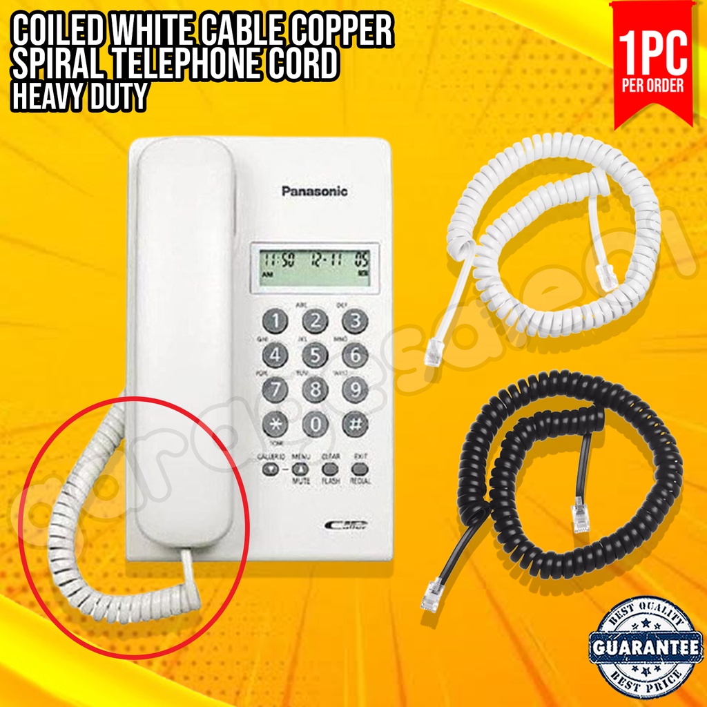 Coiled White Cable Copper Spiral Telephone Cord Shopee Philippines