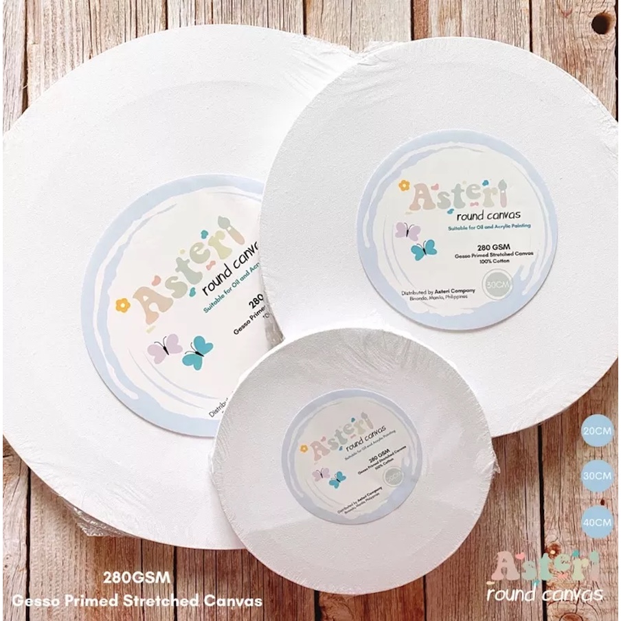 Asteri Gesso Primed Circular Round Canvas 280gsm for Painting (20cm ...